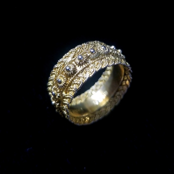 Gold Plate Stamped Silver Ring Size 9 - Picture 3 of 6